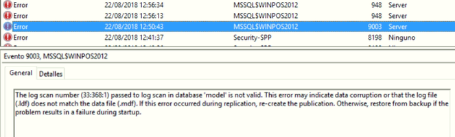 log scan in database model is invalid